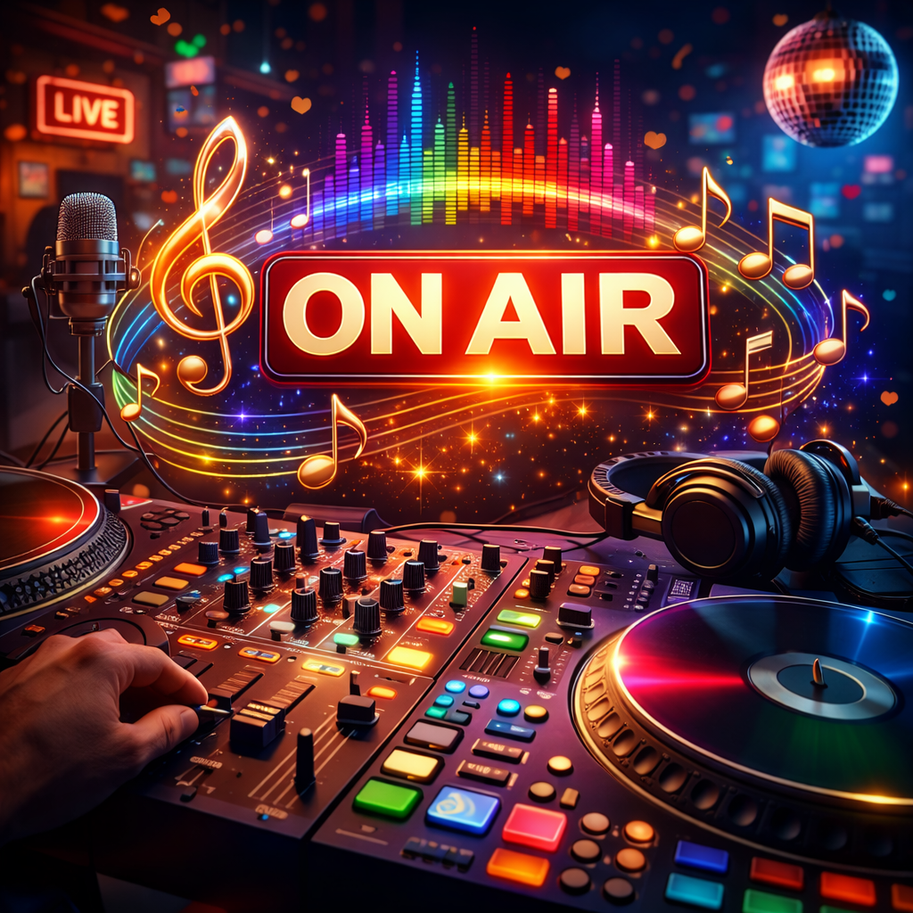 DJ mixer and ON AIR vibes